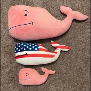 Vineyard Vines Pink and Red Whale Accent Pillows Plush